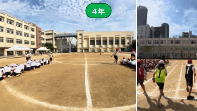 力強い棒引きです　４年生！