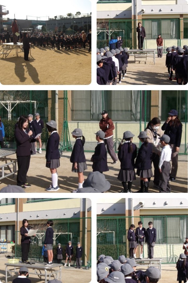 児童朝会３月運動場
