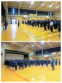 全校朝礼　整列