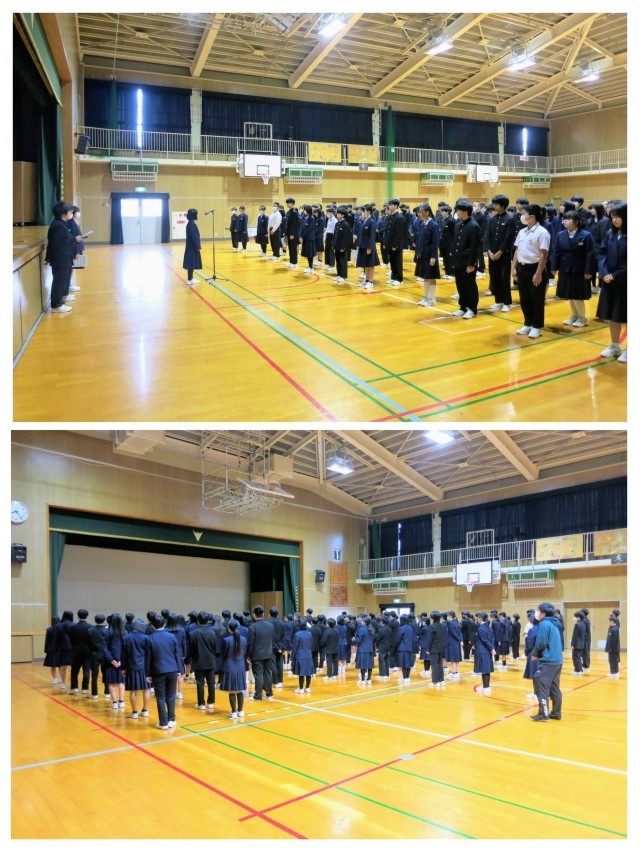 全校朝礼　整列