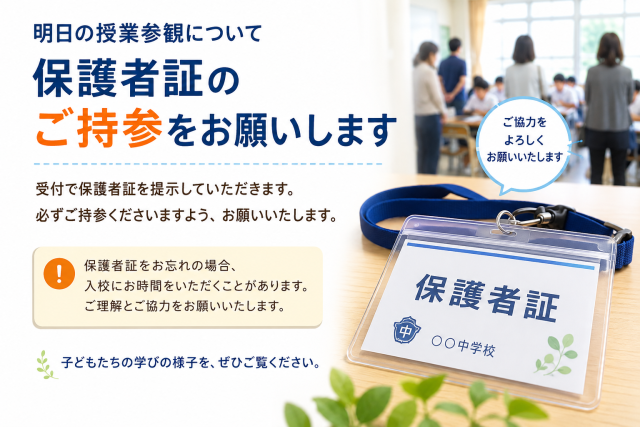 『保護者証』をお忘れの方は、受付でお伝えください。